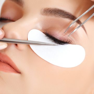 Woman Eye with Long Eyelashes. Eyelash Extension